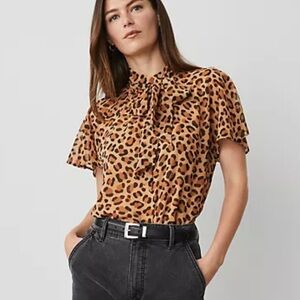 Ann Taylor Brown Leopard Print Blouse
